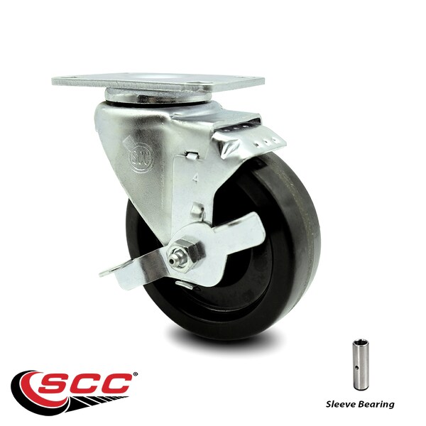 4 Inch Phenolic Wheel Swivel Top Plate Caster with Brake